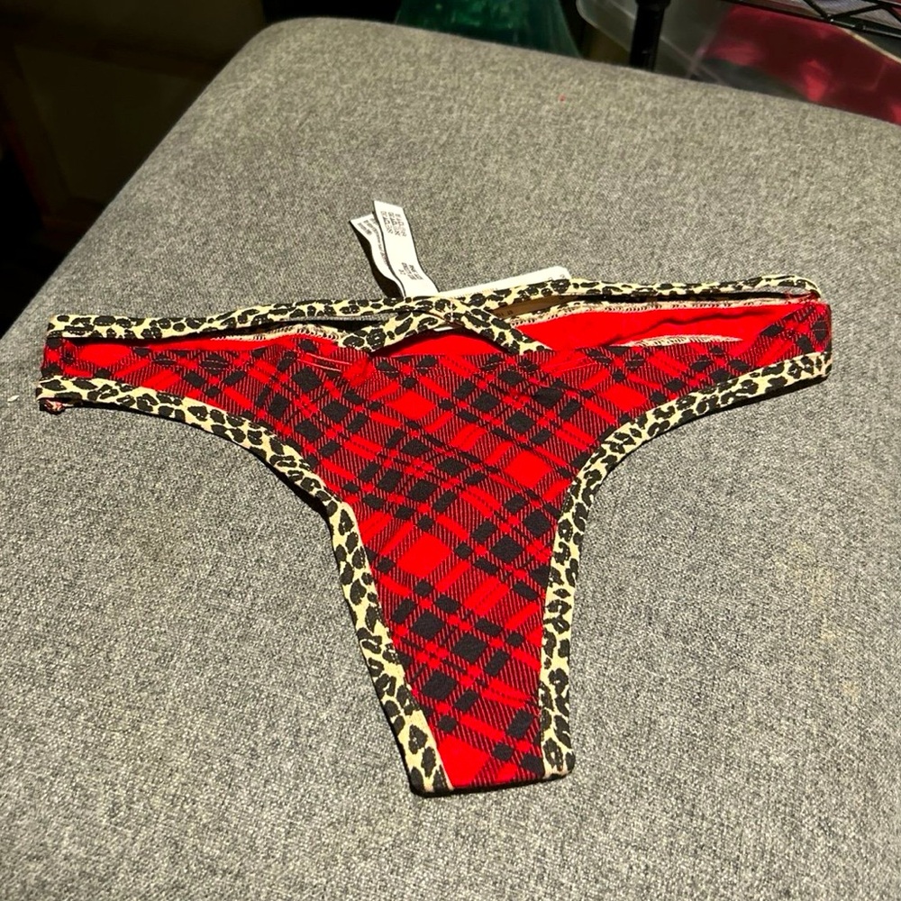 Victoria’s Secret Red/Leopard Trim Thong